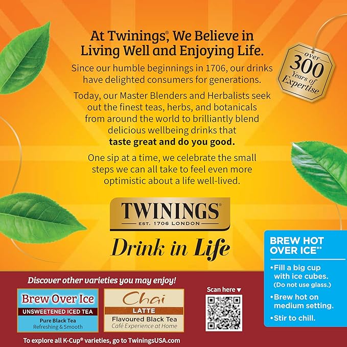 Twinings Chai Black Tea 72 K-Cup Pods for Keurig, 12 Count (Pack of 6), Naturally Sweet, Savoury Spice Flavour, Caffeinated, Enjoy Hot or Iced
