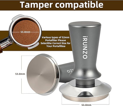 53mm Coffee Espresso Tamper，Premium Barista Coffee Press with Calibrated Spring Loaded WDT Tool，100% Stainless Steel Flat Base Tamper for Espresso Coffee Machine Fits