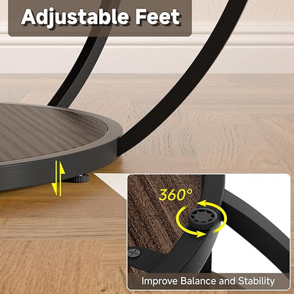 Round Coffee Table, 31" Coffee Table for Living Room Decor, 2-Tier Storage with Steel Frame, Space-Saving Wood Center Table, Modern Style Easy Assembly (Dark Coffee)