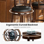 Load image into Gallery viewer, PHI VILLA 30 inch Bar Height Stools Set of 2,Swivel Wooden Barstools Tall Upholstered Faux Leather Barstool with Back,Vintage Bar Height Chairs,Kitchen Stools