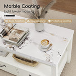 Load image into Gallery viewer, Coffee Table 40" Faux Marble 2-Tier Modern Wooden Rectangle Center Table with Drawers for Living Room, Conference Room, Thickened Top, Small Space Home Furniture (White Oak with Storage)