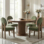 Load image into Gallery viewer, Mid-Century Modern Walnut Dining Chairs Set of 2, Vintage Green Wooden Kitchen Chairs, Retro Upholstered Velvet Cushioned Seat with Curved Backrest, Armless Accent Side Chair for Bedroom