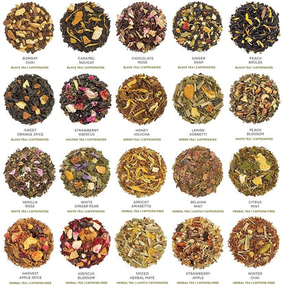 Tea Forte Warming Joy Holiday Assorted Premium Tea Chest Gift Sampler, 40 Count, 2 of each Variety Blend Individually Wrapped Handcrafted Pyramid Infuser Bags