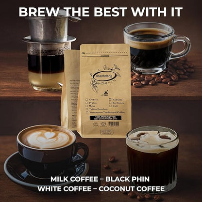 doanhdang - 35 Oz Premium Robusta Whole Bean Coffee, 100% Robusta Medium Roast, Rich Flavor for Espresso Shot and Brew, Origin from Vietnam, Whole Med Roast Beans