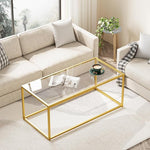 Load image into Gallery viewer, Glass Coffee Table for Living Room, Morden Center Table for Small Space,Simple Tea Cocktail Coffee Table with Clear Glass Top &amp; Metal Frame, Easy Assembly,Gold