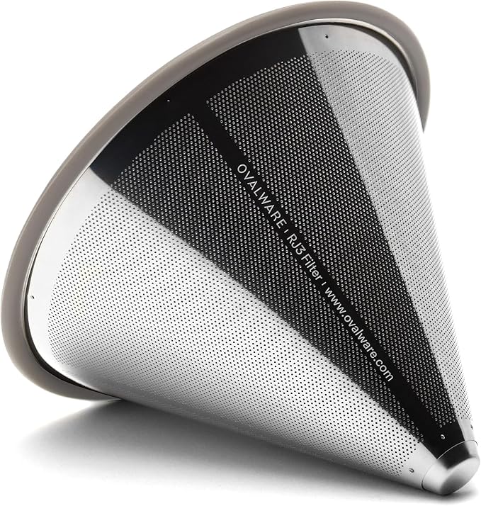 OVALWARE Paperless Stainless Steel Pour Over Coffee Filter – Reusable and Permanent Coffee Cone Dripper for Ovalware, Chemex, Hario and Other Carafes