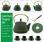 Load image into Gallery viewer, Cast Iron Tea Kettle Set, 33.8oz Hexagon Pattern Teapot Set with Cups and Cup Mats, Teapot Coated with Enameled Interior, Durable Cast Iron Teapot Set with Stainless Steel Infuser
