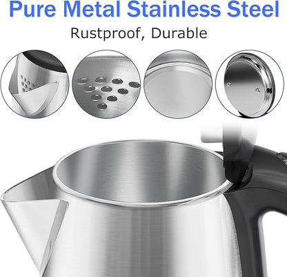 Stariver 2.5L Large Electric Kettle, BPA Free Stainless Steel Water Heater, Fast Boil Electric Tea Kettle, Water Boiler with Auto Shut-Off & Boil-Dry Protection for Family (10-12 Cups)