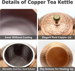 Load image into Gallery viewer, YJX Copper Tea Kettle For Stovetop, Japanese Style Non-Coating Pure Copper Teapot with Stainless Steel Infuser For Loose Tea, Large and Solid Tea Pot For 3-7 Cups (2000ml)