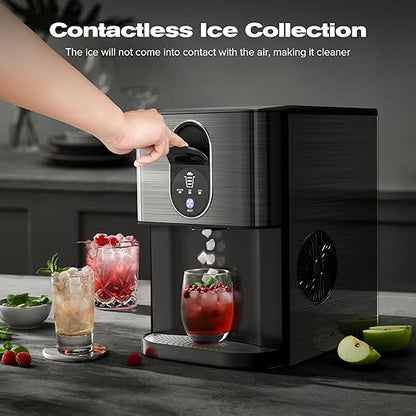 Kismile Countertop Nugget Ice Maker, 20DN 50LBS/Day Output, Self-Cleaning, Soft Chewable Pebble/Pellet Ice with One-Click Operation for Home