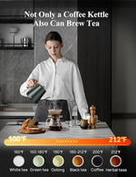 Load image into Gallery viewer, KLEAH Gooseneck Electric Kettle with Temperature Control - 0.8L Automatic Shut Off Tea &amp; Coffee Kettle, Hot Water Boiler Pour Over Coffee Kettle, 1200W Quick Heating Keep Warm, Green