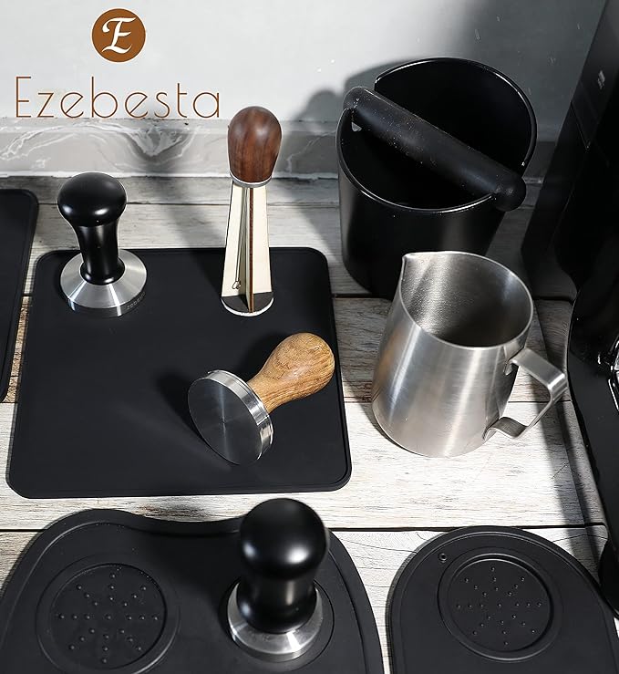 53mm Coffee Tamper Espresso Press with Tamper Mat Tamper with 304 Stainless Steel Base Wooden Handle Barista Espresso Machines Accessory (53mm)