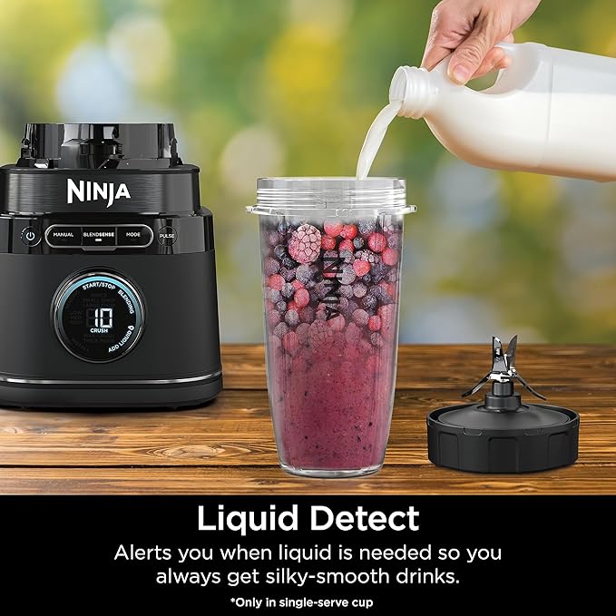 Ninja Detect Power Blender Pro + Personal Single-Serve, BlendSense Technology, For-Smoothies, Food and More, Compact Kitchen Countertop, 1800 P-Watts, 72 oz. Pitcher, (2) 24 oz. Cups, Black, TB301