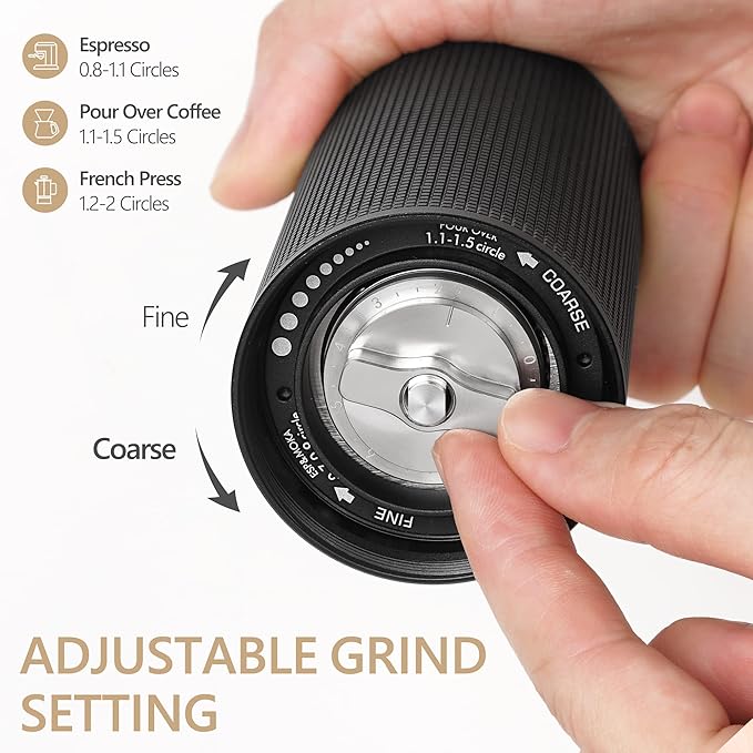 Chestnut TIMEMORE C3S Manual Coffee Grinder, Hand Coffee Grinder with Adjustable Grind Setting, Stainless Steel S2C Conical Burr Coffee Grinder, for Espresso to French Press - Black