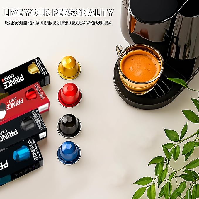 Prince Caffe Espresso Pods Variety Pack Compatible with Nespresso Original Line Machines – Espresso, Ristretto, Millennium & Premium – Intensity7, 8, 9, 10, 40 Count (4 x 10 Capsules)