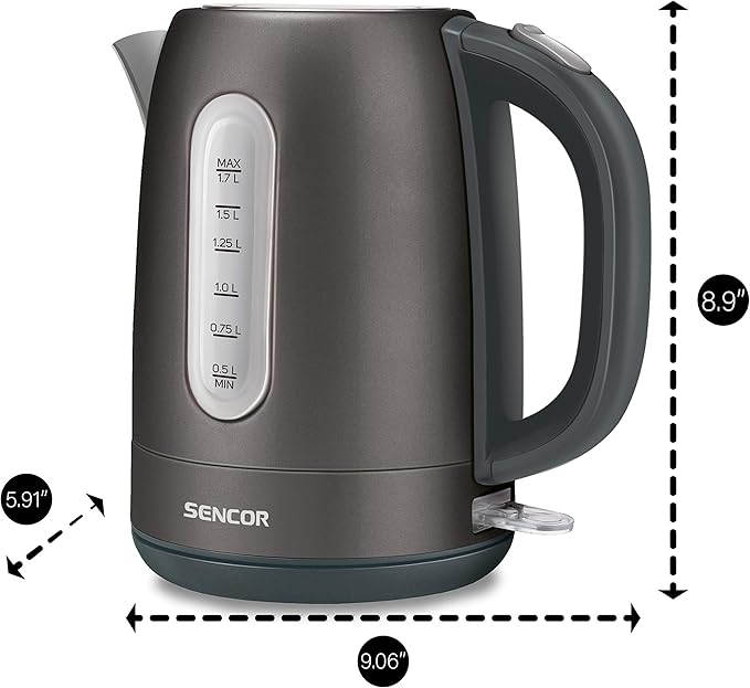 Sencor SWK1778BK 1.7L Stainless Steel Electric Kettle with Lid Safety Lock, Black