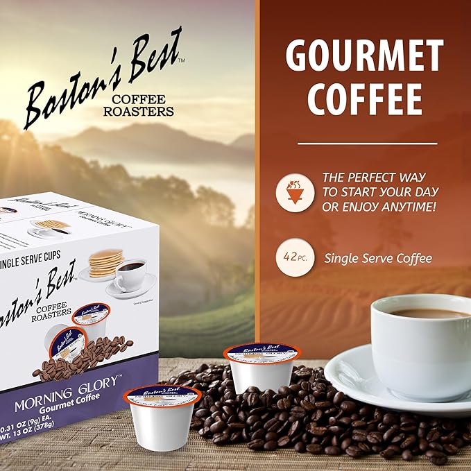 Boston’s Best – Morning Glory Blend – Medium Dark Roast – Single Serve Coffee Pods, Compatible with Keurig Brewers – 42 Pods