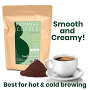 Mommee Coffee - Quarter Caf | Low Acid, Organic, Fair Trade, Water Processed | Ground, 22oz.