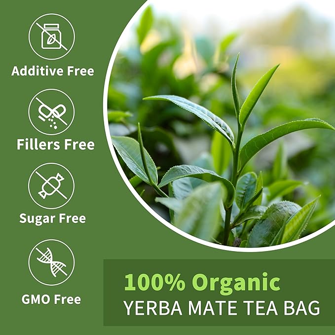 Unsmoked Yerba Mate Tea Bags with 80 Count - Yerba Mate Rich in Chlorophyll, Antioxidants and Vitamins