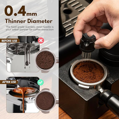WDT Tool Espresso Distribution Tool, Espresso Stirrer Tools Coffee Distributor, Espresso Machine Accessories, 10×0.4mm Needles with Extra 10 Replaceable Needles for Barista (Matte Black)
