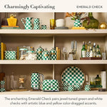 Load image into Gallery viewer, MACKENZIE-CHILDS Electric Kettle, Stainless-Steel Tea Kettle, Green-and-White Emerald Check