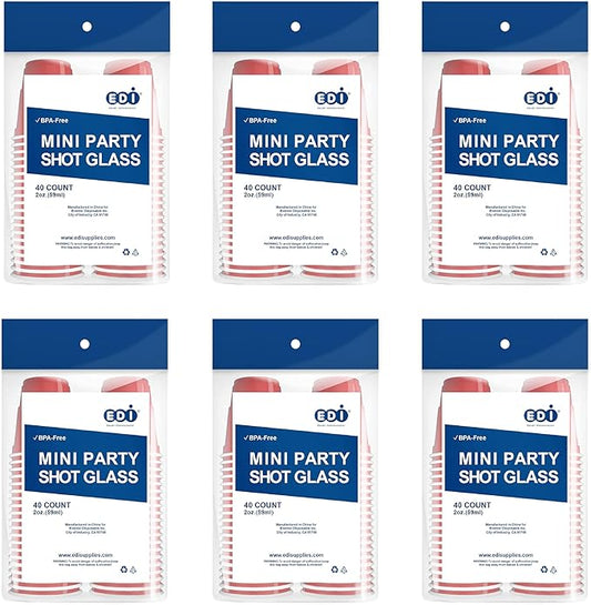 EDI Disposable Red Plastic Mini Party Shot Glasses (2 oz) (240)