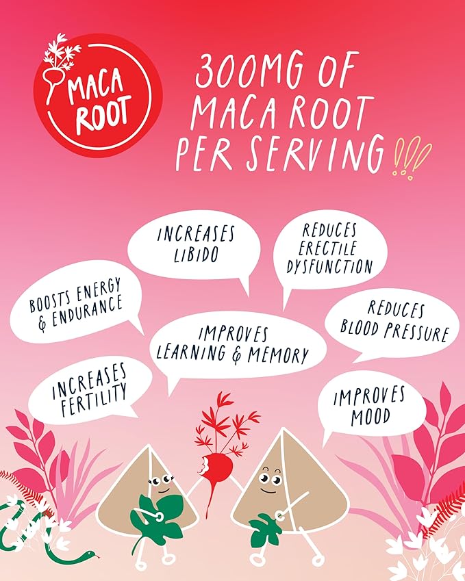 High Caffeine Tea (140 mg) - Kubo Tea: Organic Maca Passion Fruit Green Tea Bags for Clean Energy & Focus | Healthy Coffee Substitute | Maca Root Blend | 20 Ct | Compostable Packaging