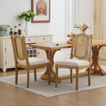 Load image into Gallery viewer, Vintage French Country Dining Chairs Set of 4, Rattan Dining Chairs with a Designer Backrest, Beige 4 Dining Chair Set, Sillas para Comedor, Kitchen &amp; Dining Room Chair (Beige, Rattan, 4Pcs)