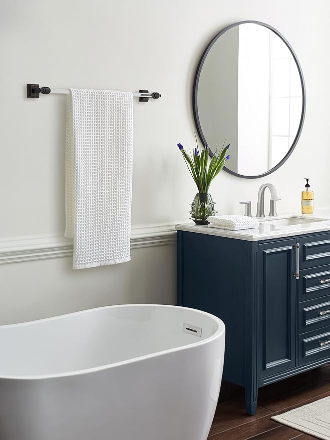 Amerock BH36064CORB | Clear/Oil-Rubbed Bronze Towel Bar | 24 in (610 mm) Towel Rack | Glacio | Bathroom Towel Holder | Bathroom Hardware | Bath Accessories