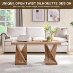 Load image into Gallery viewer, OKD Modern Coffee Table, 48" Twisted Center Table with Wood Thickened Pedestal, Rectangular Rustic Living Room Table, Farmhouse Storage Low Cocktail Tea Table, Light Tree Knot