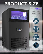 Load image into Gallery viewer, Commercial Ice Maker Machine 𝟏𝟕𝟎 𝐋𝐛𝐬/𝐃𝐚𝐲, Undercounter Ice Makers 40Lbs Storage Bin and 63 Ice Trays, Outdoor Ice Maker Brushed Metal with Water Line, Ice Scoop, for Home, Bar, Party