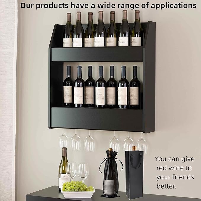 YUBONCE 60-Pack Black Wine Gift Bag With Organza Bottle Bags, Kraft Paper Tote Bags for Whiskey/Spirits, Reusable