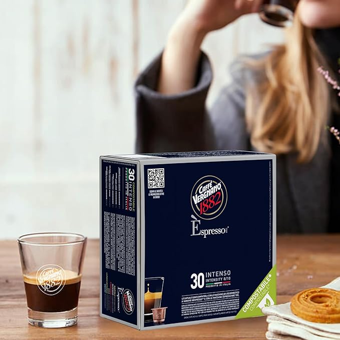 Caffe' Vergnano 1882 Medium Roast Espresso Bundle, Intenso (8/10) & Napoli (10/10) Capsules, Single-Serve Italian Coffee Pods Compatible with Nespresso Machines, 60 Ct