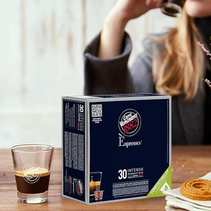 Caffe' Vergnano 1882 Medium Roast Espresso Bundle, Intenso (8/10) & Napoli (10/10) Capsules, Single-Serve Italian Coffee Pods Compatible with Nespresso Machines, 60 Ct