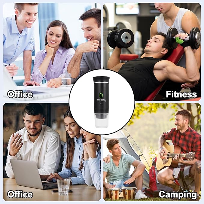 Portable Coffee Maker Set, Electric Espresso Machine & Manual Coffee Bean Grinder, Self-Heating Coffee Kit for Ground Coffee and Small & Big Capsules for Home Car Travel Camping Hiking