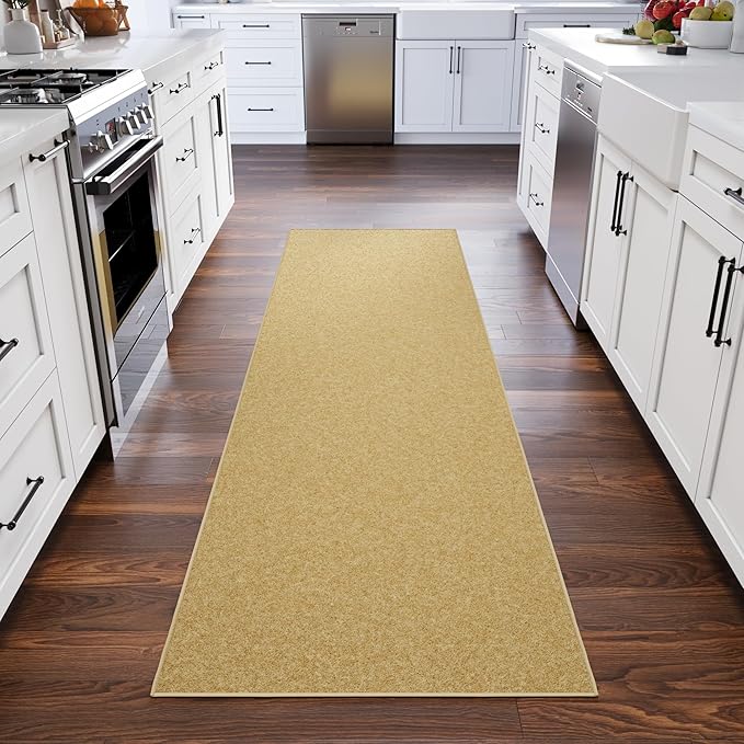 Ottomanson Hallway Runner Rug 2'7" x 9'10" Non Slip Solid Area Rugs Easy to Clean Laundry Rug Runner Durable & Pet Friendly Floor Carpet Runners for Hallways Entryway Living Room Kitchen, Beige