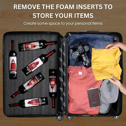 Wine Bottle Suitcase | Holds 12 Standard 750 ML Size Bottles | Universal Airplane Luggage Case, TSA Approved Wheeled Bag For Professionals and Consumers, Gift For Wine Lovers & Connoisseurs (29 IN)