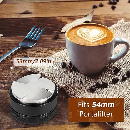 53mm Adjustable Espresso Coffee Distributor,Espresso Distribution Tool with 4 Angled Slopes Fits 54mm Bottomless Portafilter