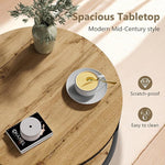 Load image into Gallery viewer, NSdirect Round Coffee Table, 36in Rustic Wooden Surface Top &amp; Sturdy Metal Legs Industrial Sofa Table for Living Room Modern Design Home Furniture with Storage Open Shelf (Natural Walnut)