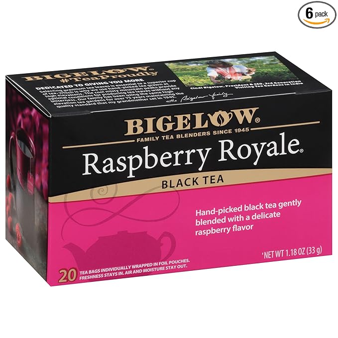 Bigelow Tea Raspberry Royale Black Tea Bags, Caffeinated, 20 Count, Pack of 6