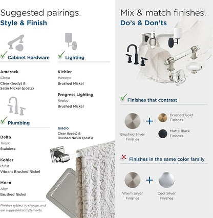 Amerock | Clear/Brushed Nickel | Glacio |Towel Bar | 18 inch (457 mm) | 4 Piece | Bathroom Accessories Set