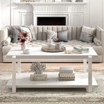 Load image into Gallery viewer, FOLUBAN White Coffee Table, Modern Rustic Wood and Metal Center Table with Storage Shelf, Rectangle Cocktail Tea Table for Living Room, 42 Inch