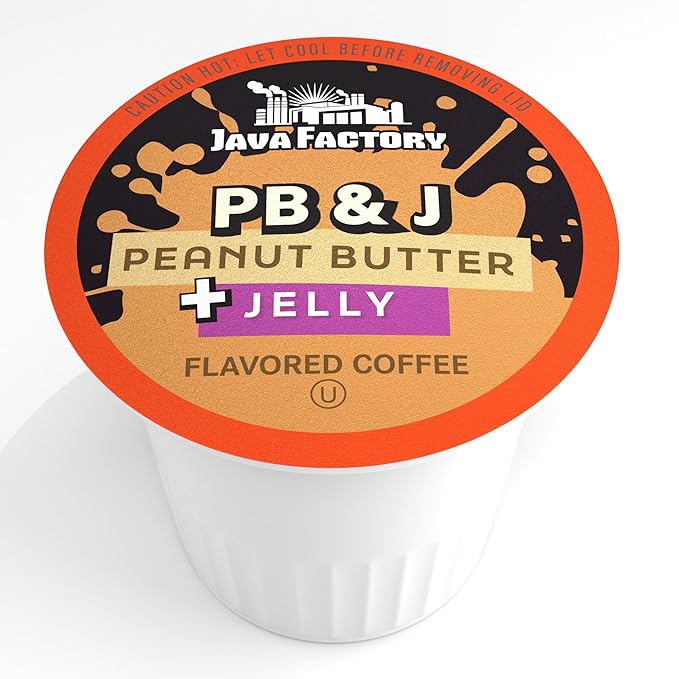 Java Factory Flavored Coffee Pods, Peanut Butter and Jelly, Compatible with K Cup Brewers, 40 Count