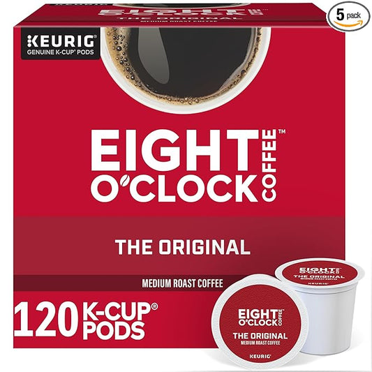 Eight O Clock, The Original, Single-Serve Keurig K-Cup Pods, Medium Roast Coffee, 120 Count (5 Boxes of 24 Pods)