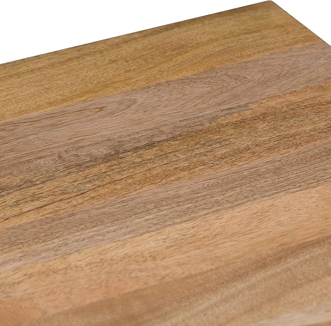 SIMPLIHOME Hunter SOLID MANGO WOOD and Metal 22 inch Wide Square Industrial End Side Table in Natural for the Living Room and Bedroom