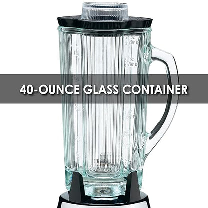 Waring Commercial BB900G 1/2 HP Chrome Bar Blender with 40-Ounce Glass Container Silver