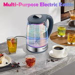 Load image into Gallery viewer, TOPWIT Electric Kettle, Colorful Glass Tea Kettle, 2.0L Hot Water Kettle Electric, BPA-Free Stainless Steel Lid &amp; Bottom, Electric Kettles for Boiling Water, Auto Shut-Off &amp; Boil Dry Protection, Grey