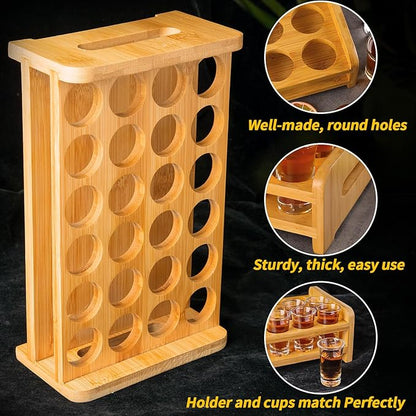 Shot Glass Set 24pcs 0.5 oz - 0.66 oz / 15ml- 20 ml Shot Glass Tray Holder Clear Glass for Party, Club, Bar, Spirit Tasting - MJ-24-15 (15ml 24pcs)