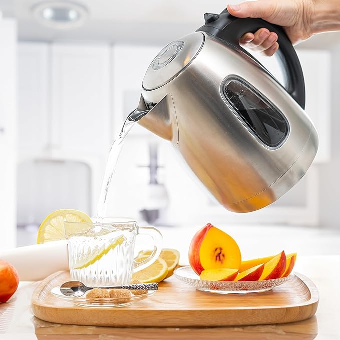 Mixpresso 1.7L Stainless Steel Small Electric Kettle, Cordless 1500w Fast Boiling Pot, Portable Hot Water Electric Tea Kettle With Boil Dry Protection & Auto Shut-Off