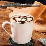 Load image into Gallery viewer, Bone China Coffee Mugs, 10oz Espresso Cups Set of 4, Lightweight Ceramic Coffee Mugs, Porcelain White Tea Cups, Latte Mugs for Women Men Moonlight, Gold Trim